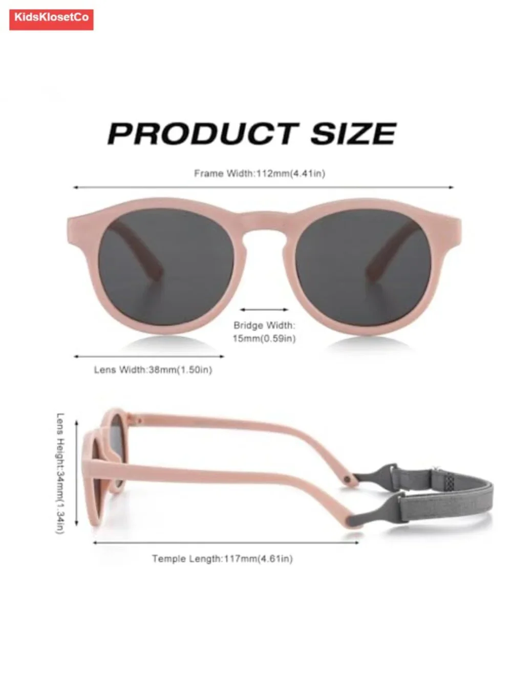 Infant Sunglasses with Strap UV400 Polarized Bendable Round